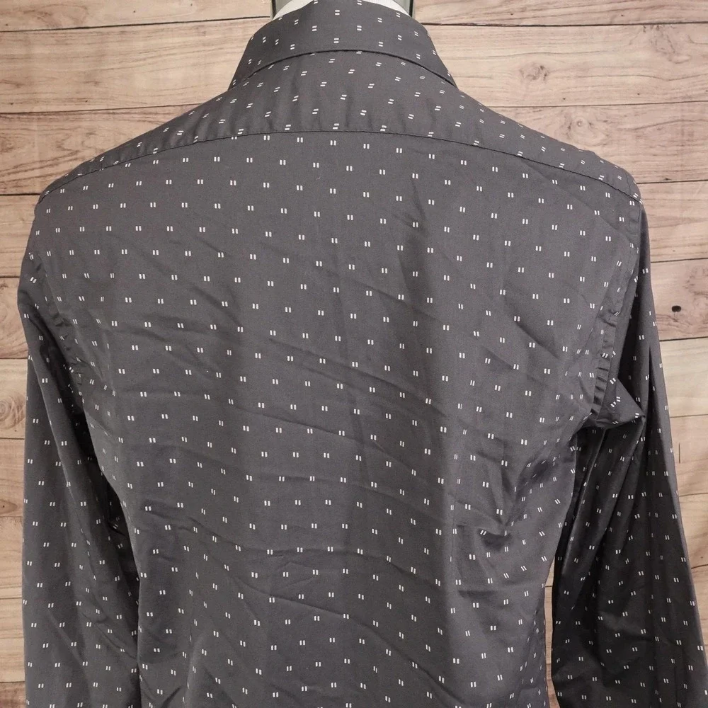 Van Heusen Dress Shirt Mens 15.5 34/35 Slim Fit Gray Stretch Long Sleeve